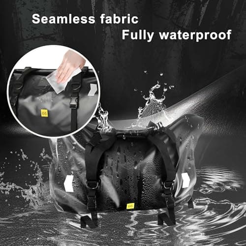 JIANFA Motorcycle Tail Bag, Large Capacity 66L Waterproof Motorbike Bag Multifunctional Motorcycle Luggage with Adjustable Shoulder Strap 60×37×39cm, Black — view 3