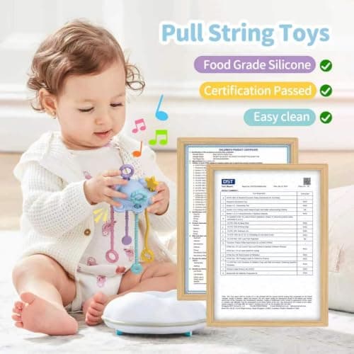 ETETOO Montessori Pull String Toy, Food Grade Silicone Early Development Toy, Fine Motor Skills Travel Toy, Sensory Gifts (Blue) — view 2