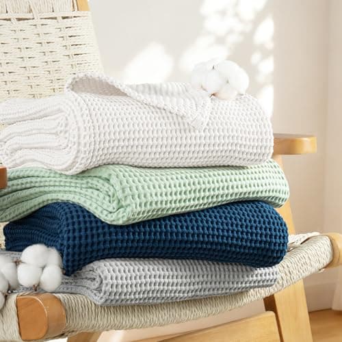 Exclusivo Mezcla 100% Cotton Muslin Throw Blanket for Sofa Couch, Navy Blue — view 3
