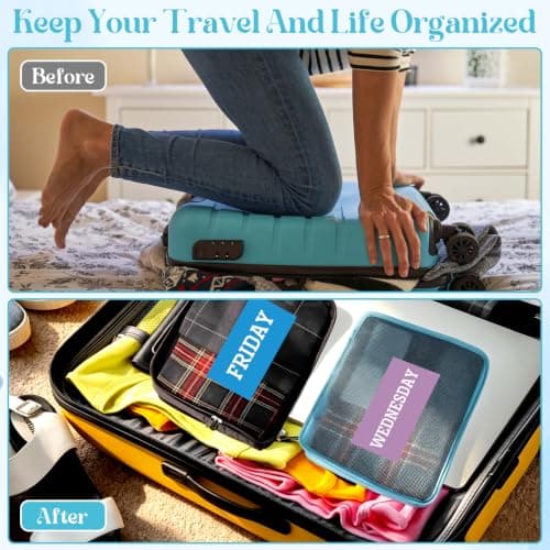 7 Pcs Packing Cubes for Travel Days of Week, 11.8 x 11.02 x 4.72" — view 5