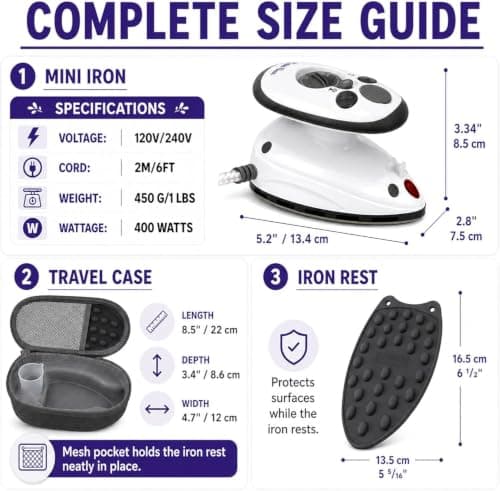 The Quilted Bear Premium Mini Iron and Portable Ironing Mat Bundle, Black — view 2
