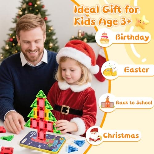 LeagoEra Mini Magnetic Tiles Toddler Toys, 32PCS Travel Magnetic Tiles Building Blocks Toy Plane Activities for Kids Ages 3 4 5 6 7 8 Years Old Boys Girls Gifts — view 4