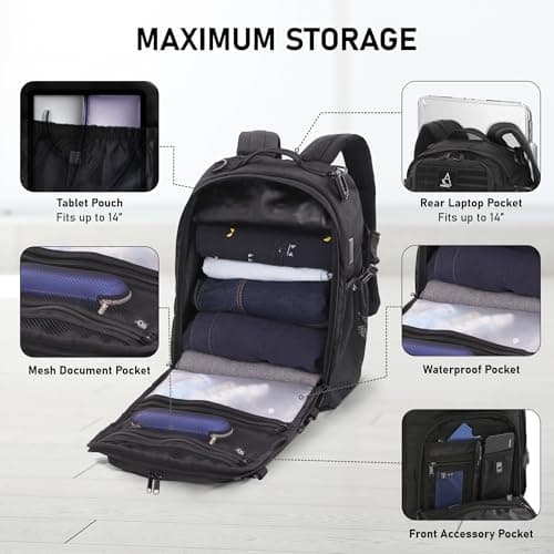 Aerolite 40x30x20cm Ryanair & Wizz Air Max 24L Tactical Backpack Water-Resistant Camping Hiking Trekking Travel Carry On Hand Cabin Luggage Flight Rucksack Bag 40x30x20 Ryanair Wizz Air Approved Black — view 6