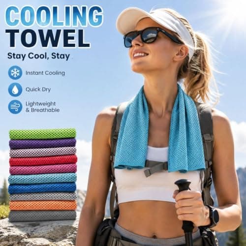 10Pack Cooling Towel,Soft Breathable IceTowel CoolingTowels,Microfibre CoolingTowel for Neck & Face,Quick Dry Gym Towel,Cooling Ice Towels for Women Men,SportsTowels for Running Yoga Camping,Fitness — view 3