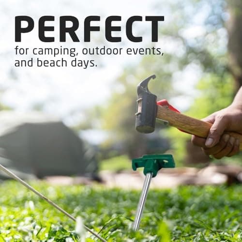 1Above Heavy Duty Storm Tent Pegs 10pk | Super Sharp Tips | Galvanized Steel Rust Proof | 25x2.4cm | Ideal for Tents, Gazebos & Awnings — view 3
