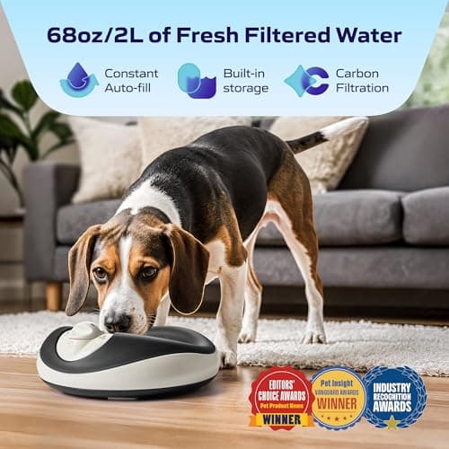 Torus Pet MINI Filtered Water Bowl (Charcoal) - 1 Liter – Home and Travel Bowl - Autofill - Portable - Antimicrobial - BPA Free - Cat - Small Dog — view 2