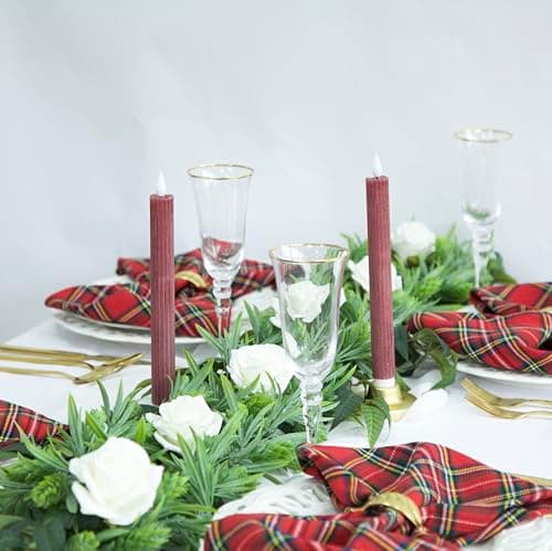 Decor Essentials LED Pencil Tapered Candle Set of 2, 25cm Height Made from Wax Battery Operated 6 hr Duration for Christmas Parties (Burgundy) — view 3