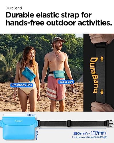 Spigen [2 Pack] Aqua Shield Waterproof Dry Bag, [Quad Seal Tech] [Non-Toxic TPU Material] IPX8 Waterproof Bags with Adjustable Waist Strap - Sea Blue — view 4