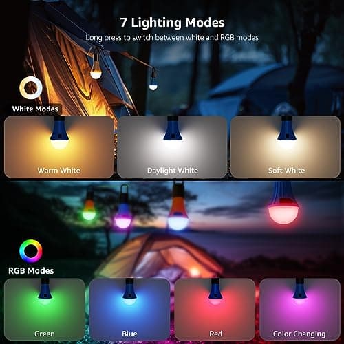 Lepro Rechargeable Camping Lights, Tent Lights with 7 White & RGB Modes — view 2