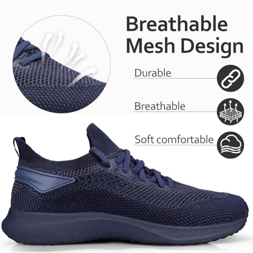 Giniros Mens Sneakers Slip On Walking Running Shoes Outdoor Dark Blue 9UK — view 3