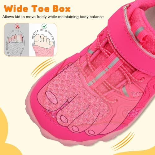 Kids Wide Barefoot Shoes Boys Girls Minimalist School Walking Shoes Trail Hiking Shoes Outdoor Running Sneaker Rose Red 1 UK — view 4