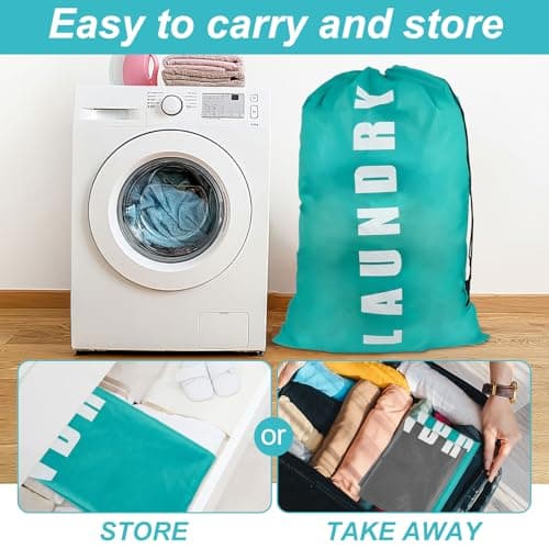 2 PCS Travel Laundry Bags, 24" x 36" Portable Large Laundry Bag (Blue,Grey) — view 6