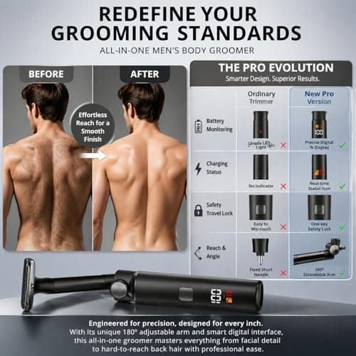 Mens Back Shaver Body Trimmer, 5 in 1 Kit Electric Hair Groomer — view 5