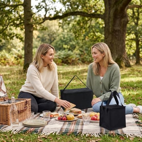 SurPse 3-Piece Cooler Bag Set, Foldable Insulated Bag for Food Delivery, Freezer Bags for Shopping, Black Thermal Bags in Large Medium Small Sizes for Picnic, Travel and Daily Lunch — view 5