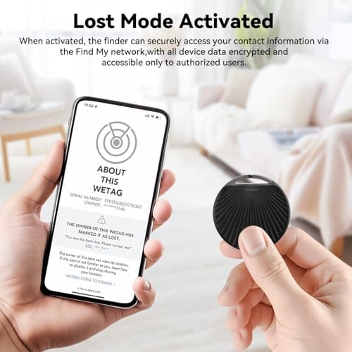 aceyoon Air Tracker Tag 2 Pack, Smart Tracker Tag Compatible with Apple Find My App (iOS Only) Replaceable Battery, Bluetooth Key Finder with Keychain for Luggage/Bags/Wallet (Black and White) — view 5