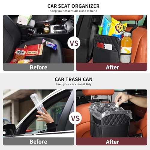 TepTupGa 2Pcs Car Seat Back Organizer with Cup Holders, Waterproof Large Capacity Hanging Car Backseat Storage Bag for Phones Documents Cups Bottle Travel Compatible with Most Vehicles — view 3