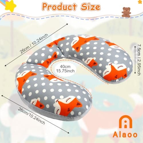 Alaoo Baby Neck Pillow for Travel, Breathable Soft U-Shaped Head Neck Protector, Car Travel Sleeping Pillow for Babies and Children for Car Seats and Strollers, Fox Pattern — view 2