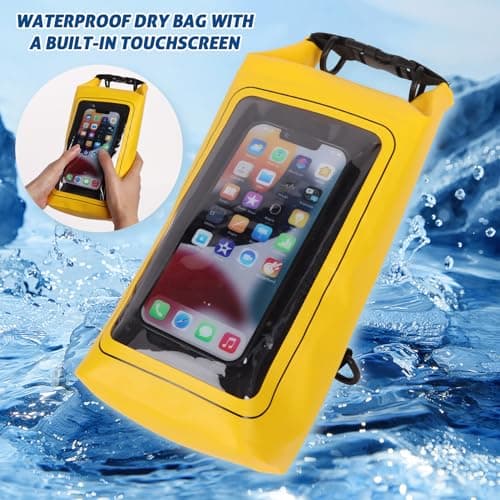 Plliocse Waterproof Dry Bag, Small 2L Dry Sack Water Resistant Storage Dry Bag, 2 in 1 Dry Sack and Phone Bag for Kayaking, Boating, Hiking, Camping, Fishing (Yellow) — view 4