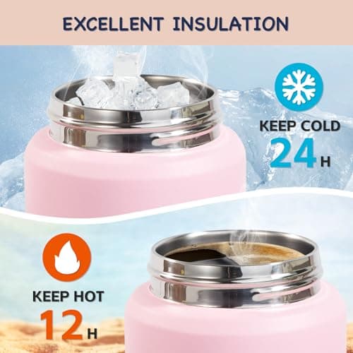 Fijinhom Kids Water Bottle, 360ml/12oz, Stainless Steel Insulated Water Bottle with Straw, Vacuum Leakproof, Kids Water Bottles for School Boys Girls, Keep Drinks Hot Cold,BPA Free,Pink — view 4