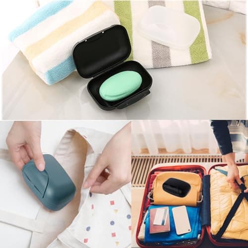 3-in-1 Soap Case - Waterproof & Leakproof Soap Bar Holder with Lid - Portable for Shower & Travel (Black, White, Navy Blue) — view 5