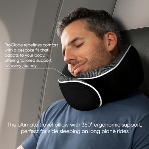 Proglobe Neck Pillow for Travel, Memory Foam, Long Haul Flights, Black — view 6