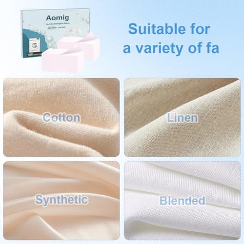 Aomig Laundry Detergent Sheets, 180 Sheets Ultra Concentrated Laundry Detergent Sheet, Deep Stain Removal Laundry Detergent Strips, Eco-friendly Strip Laundry Soap Sheet for Home Travel-Lavender Scent — view 6