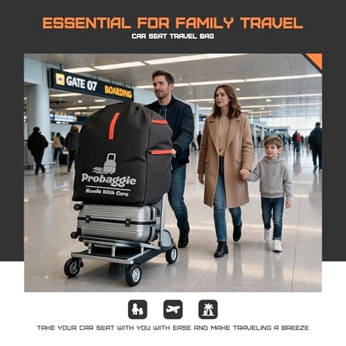 Car Seat Travel Bag for Airplane, Portable Car Seat Bag for Gate Check — view 6
