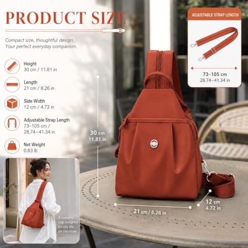 DVDVBOOM Anti Theft Backpack for Women, Convertible Backpack With Multi Pocket, Anti Theft Crossbody Bag Women Chest Shoulder Bags (Orange) — view 2