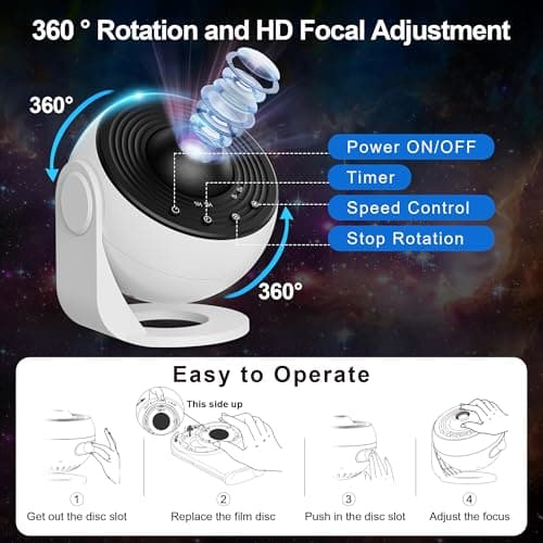 Planetarium Projector for Bedroom, 13 in 1 Galaxy Star Projector Light, Nebula Night Light with Timer, LED Space Galaxy Lamp Room Decor for Adults Kids, White — view 4
