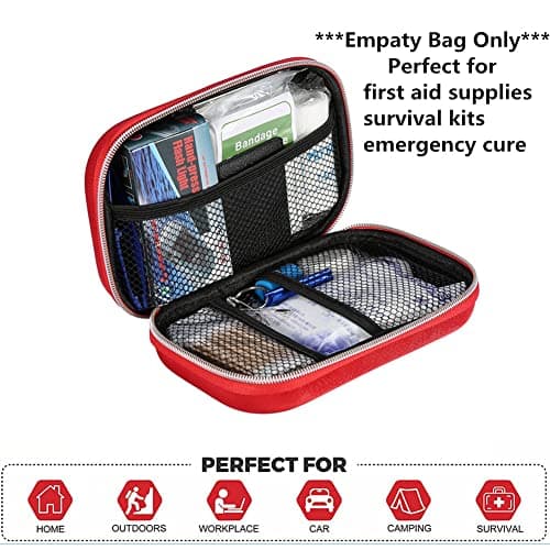 First Aid Kit Bag Empty Waterproof Medications Organizer Portable EVA First Aid Supplies Package Compact Lightweight Emergency Survival Rescue Cases Medical Kit for Home Car Travel Outdoor (Red) — view 2