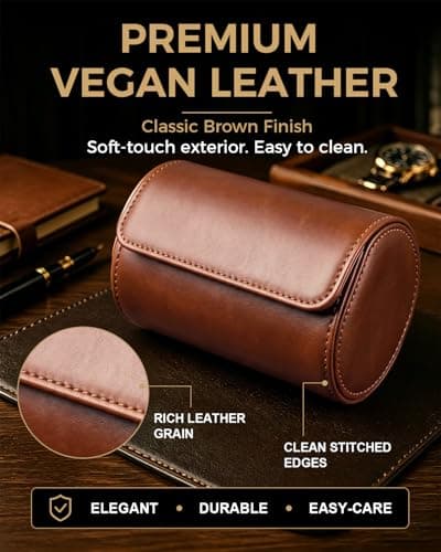 Bluvizo Watch Travel Case for 2 Watches: Premium Vegan Leather Watch Roll — view 3