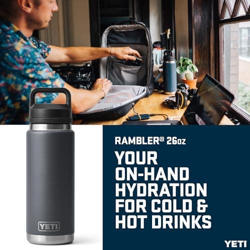 YETI Rambler 26 oz (769 ml) Water Bottle with Chug Cap, Charcoal — view 2