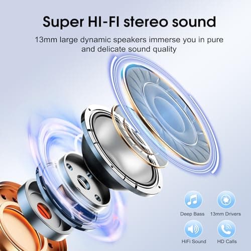 Csasan Wireless Earbuds, Bluetooth 5.3 Headphones In Ear with 4 ENC Noise Cancelling Mic, 2026 Mini Deep Bass Stereo Ear Buds, 40H Playtime Bluetooth Earphones, IP7 Waterproof Earbuds, Light Gray — view 2