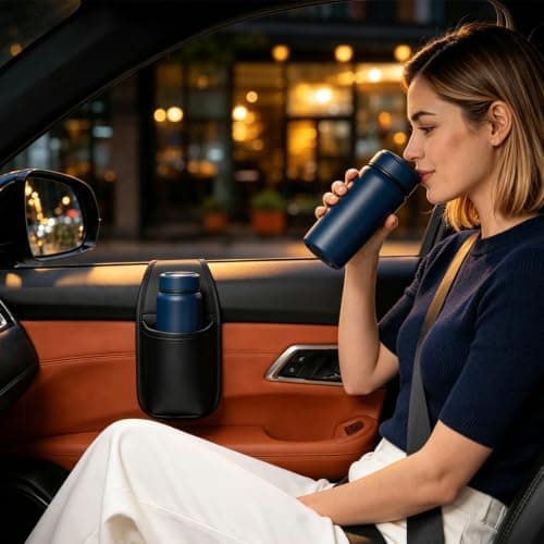 PU Leather Car Door Cups Holder Window Hanging Organizer Car Cup Holder — view 2