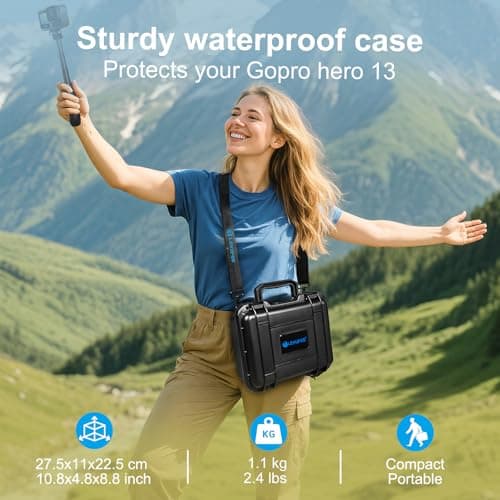 Lekufee Waterproof Hard Case for Gopro Hero 13/12/11/10/9, LIT Hero,Hero 4K,Mission 1 Pro,Creator Edition and Accessories(Case Only) — view 4