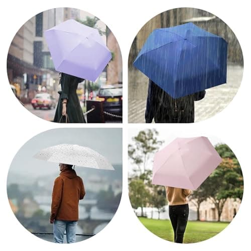 FANSEZQ Sun Umbrella, Mini Travel Umbrella With Case Small Compact Protection Sun Lightweight Tiny Pocket Umbrella (Matcha Green) — view 5