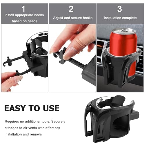 2PCS Car Cup Holder Mount,2-in-1 Air Vent Drink Phone Holder Stand (Silver) — view 6