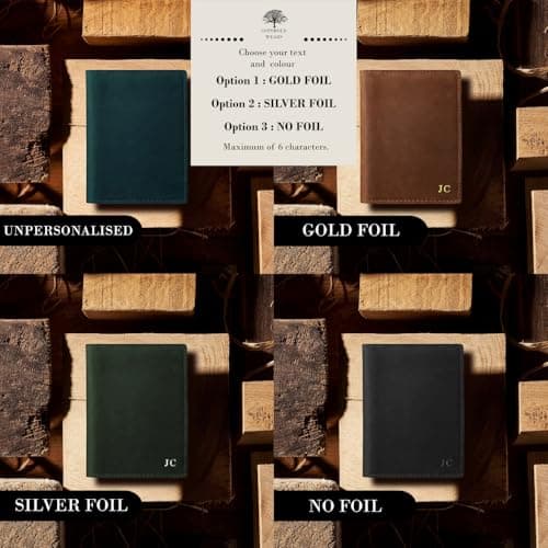 Cotswold Wears Personalised Leather Passport Holder, Premium Genuine Leather Travel Wallet with Card Slots, Slim Passport Cover Travel Organiser Gift for Men & Women — view 5