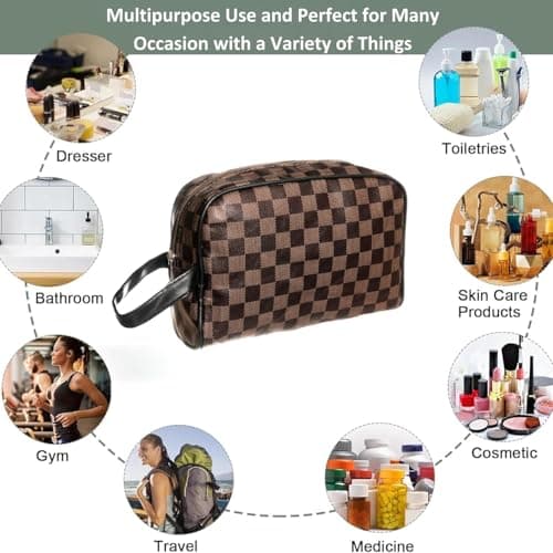 Qualiware Travel Toiletry Wash Bag for Men and Women Traveling Dopp Kit Shaving Bag for Toiletries Accessories Makeup Cosmetic Organizer (Dark Brown) — view 4