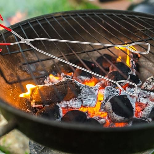 Healeved Lengthened Stainless Steel Barbecue Fireplace Tong 38cm Lightweight Strong Fire Tool for Charcoal and Garbage, for Outdoor Activities and Picnics — view 6