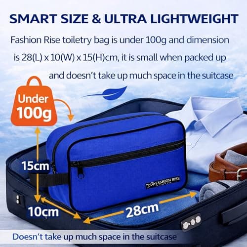 Water-Resistant Toiletry Bag for Men & Women - Lightweight Travel Wash Bag with Multiple Compartments, Compact Dopp Kit Cosmetic Organizer, Durable Nylon Shaving & Makeup Storage Case (Blue) — view 5