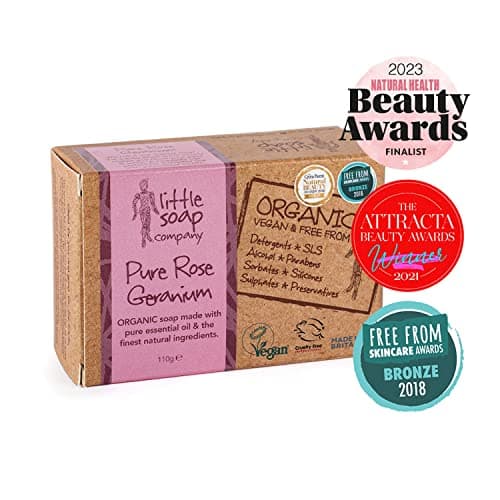 Little Soap Company Organic Soap Bar – Vegan, Cruelty Free, No SLS or Parabens, With Rose Geranium, Natural & Organic Body & Hand Soap (110g) (Pack of 2) — view 2
