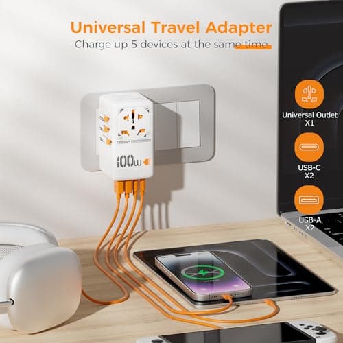 TESSAN 100W Universal Travel Adapter with 2 USB C and 2 USB A — view 5