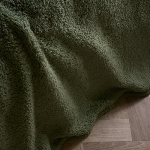 Brentfords Teddy Fleece Throw Blanket for Sofa, Super Soft Warm Cosy Large Blanket for Bed Lightweight Plush King Size Bed Throws Travel Blankets, Green - 200 x 240cm — view 5
