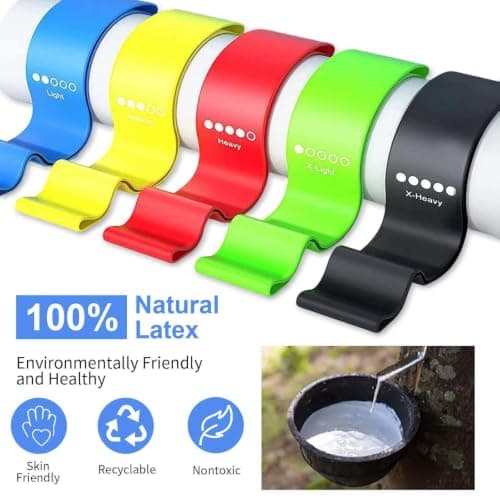 Resistance Bands Set of 5, TPE Elastic Bands with 5 Resistance Levels (Light to X-Heavy)，Suitable for Men and Women, Home Gym, Yoga, Pilates, Stretching and Physio Therapy — view 4