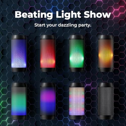 VOSFEEL Bluetooth Speaker Wireless - Portable Speakers Wireless Bluetooth With LED Light Louder Volume Bass Music Stereo, TF Card, USB, Aux, Mic for Home Outdoor Party Travel — view 2