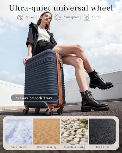 COOLIFE 55×35×20 Cabin Suitcase + 40x25x20cm Ryanair Cabin Bag EasyJet Set — view 3