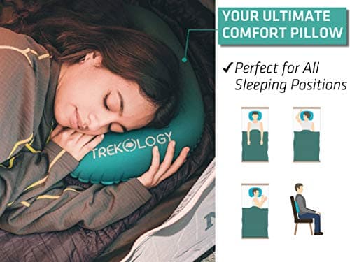 TREKOLOGY Ultralight Inflatable Camping & Travel Pillow – Compact, Ergonomic Neck & Lumbar Support Cushion for Adults & Kids – Ideal for Camping, Backpacking, and Beach Trips — view 2
