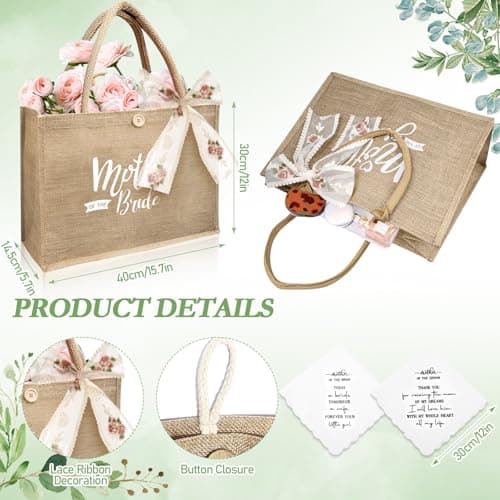 2 Sets Mother of Bride and Groom Gifts, Includes 590 ml Insulated Cups with Straw Handbag Makeup Bag Wedding Handkerchief Candles for Mom Mother in Law Bridal — view 3