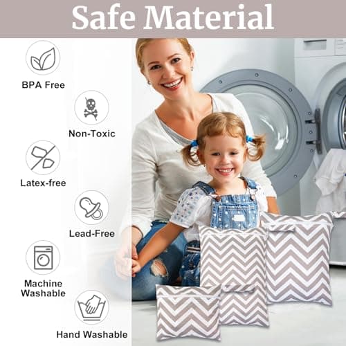 Srumvoat 3 Packs Wet Bag, Waterproof Wet Dry Bags, Reusable Washable Swimming Bag, Durable Safe Cloth Material, 3 Size Bags for Different Baby Items Swimming Gym Pool Beach Travel Laundry (Stripe) — view 2